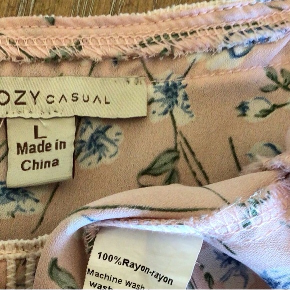 Cozy Casual Womens Pink Floral Ruffled Cami Tank Top Size Large - Picture 6 of 6